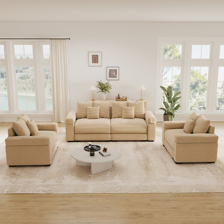 English Elm Oversized Corduroy Modular Sectional Sofa with Deep Cushions for Spacious Living Rooms W714S02129