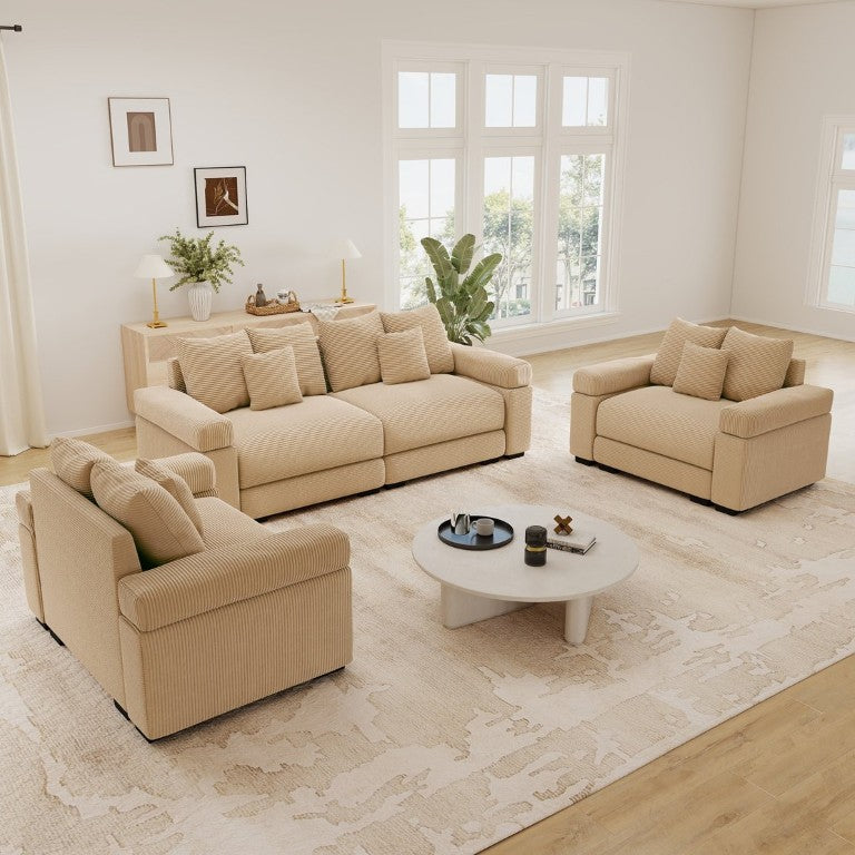 English Elm Oversized Corduroy Modular Sectional Sofa with Deep Cushions for Spacious Living Rooms W714S02129