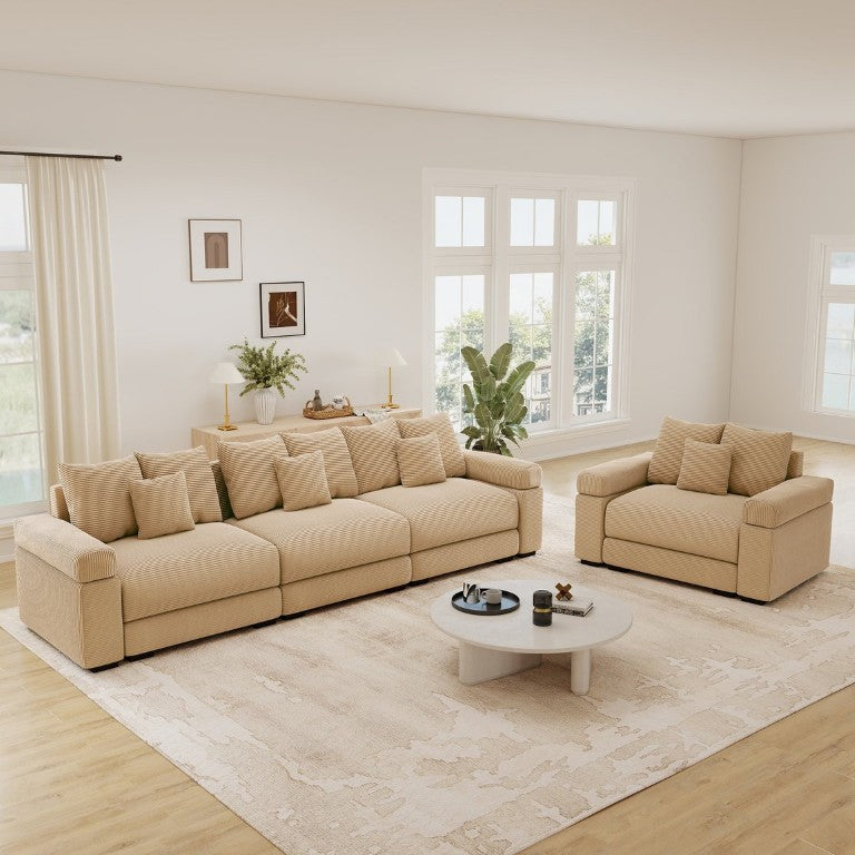 English Elm Oversized Cloud Modular Sectional Sofa Striped Corduroy Deep Seat Ergonomic Lounge W714S02130
