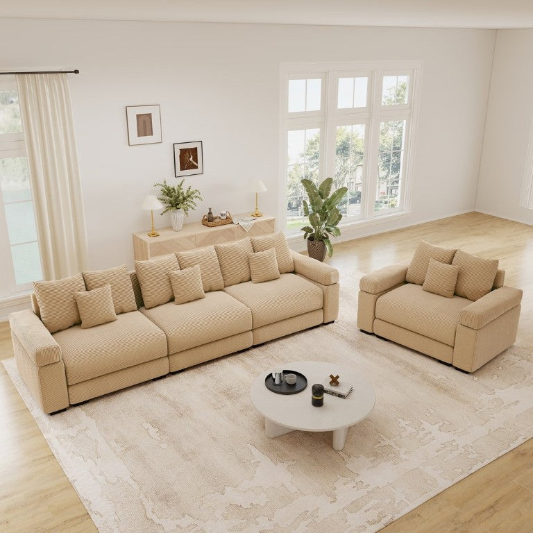 English Elm Oversized Cloud Modular Sectional Sofa Striped Corduroy Deep Seat Ergonomic Lounge W714S02130