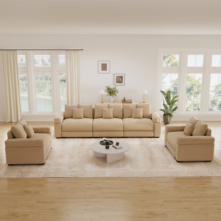 English Elm Oversized Corduroy Modular Sectional Sofa Deep Ergonomic Seating for Spacious Living Rooms W714S02131