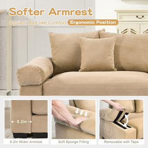 English Elm Oversized Corduroy Modular Sectional Sofa Deep Ergonomic Seating for Spacious Living Rooms W714S02131
