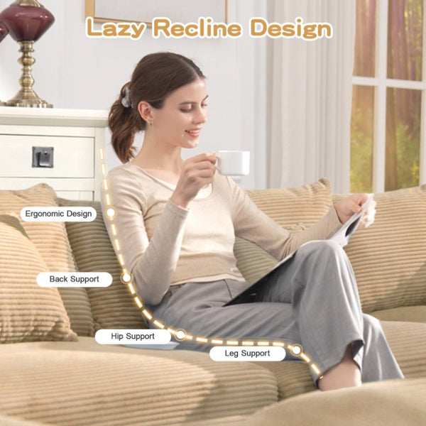 English Elm Oversized Corduroy Modular Sectional Sofa Deep Ergonomic Seating for Spacious Living Rooms W714S02131