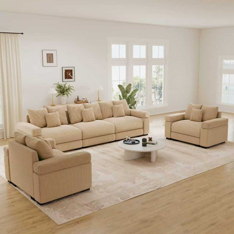 English Elm Oversized Corduroy Modular Sectional Sofa Deep Ergonomic Seating for Spacious Living Rooms W714S02131