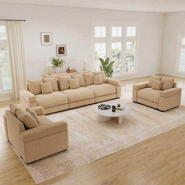 English Elm Oversized Corduroy Modular Sectional Sofa Deep Ergonomic Seating for Spacious Living Rooms W714S02131