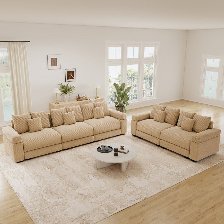 English Elm Oversized Modular Cloud Sectional Sofa Ribbed Corduroy Deep Seat Ergonomic Lounge W714S02132