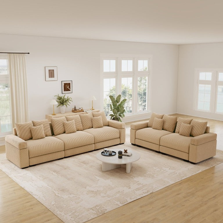 English Elm Oversized Modular Cloud Sectional Sofa Ribbed Corduroy Deep Seat Ergonomic Lounge W714S02132