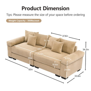 English Elm Oversized Cloud Modular Sectional Sofa Ribbed Corduroy Deep Seat Living Room Camel 3-Seater + 2-Seater + Single Seat Modular Sectional W714S02133