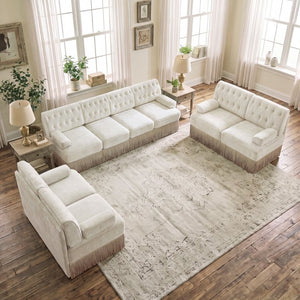 English Elm Oversized Cloud Modular Sectional Sofa Ribbed Corduroy Deep Seat Living Room Beige 3-Piece: 2x2-Seater & 1x4-Seater W714S02134