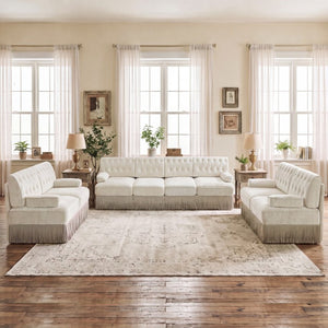 English Elm Oversized Cloud Modular Sectional Sofa Ribbed Corduroy Deep Seat Living Room Beige 3-Piece: 2x2-Seater & 1x4-Seater W714S02134