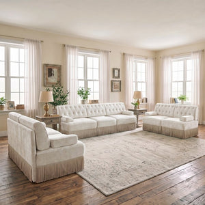 English Elm Oversized Cloud Modular Sectional Sofa Ribbed Corduroy Deep Seat Living Room Beige 3-Piece: 2x2-Seater & 1x3-Seater W714S02135