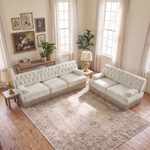 English Elm Oversized Cloud Modular Sectional Sofa Ribbed Corduroy Deep Seat Living Room Beige 2-Piece: 1x2-Seater & 1x3-Seater W714S02136