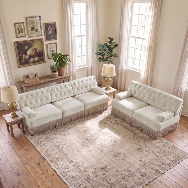 English Elm Oversized Cloud Modular Sectional Sofa Ribbed Corduroy Deep Seat Living Room Beige 2-Piece: 1x2-Seater & 1x3-Seater W714S02136