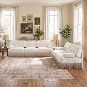 English Elm Oversized Cloud Modular Sectional Sofa Ribbed Corduroy Deep Seat Living Room Beige 2-Piece: 1x2-Seater & 1x3-Seater W714S02136
