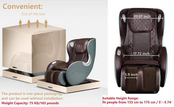 English Elm Massage Recliner with SL Track Shiatsu Full Body Heat Therapy and Bluetooth Speaker W73030043