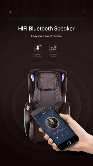 English Elm Massage Recliner with SL Track Shiatsu Full Body Heat Therapy and Bluetooth Speaker W73030043