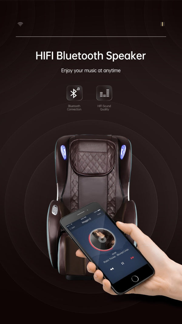 English Elm Massage Recliner with SL Track Shiatsu Full Body Heat Therapy and Bluetooth Speaker W73030043