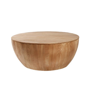 English Elm 35.43Vintage Barrel Coffee Table Solid Fir Wood with Hidden Storage Living Room W757119054