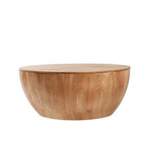English Elm 35.43Vintage Barrel Coffee Table Solid Fir Wood with Hidden Storage Living Room W757119054