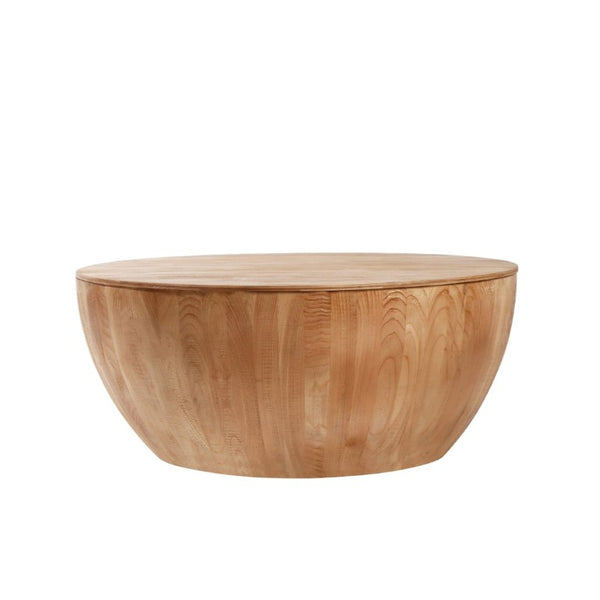 English Elm 35.43Vintage Barrel Coffee Table Solid Fir Wood with Hidden Storage Living Room W757119054