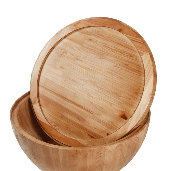 English Elm 35.43Vintage Barrel Coffee Table Solid Fir Wood with Hidden Storage Living Room W757119054