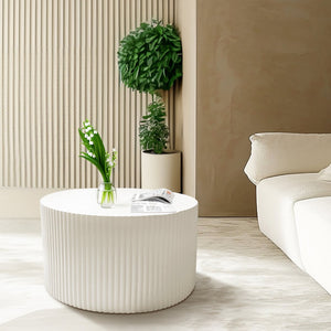 English Elm Wave Stripe Nesting Coffee Tables Mdf Set of Two for Scandinavian Living Room Decor Beige W757P144012