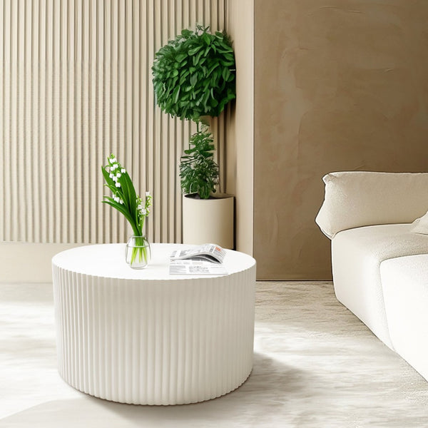 English Elm Wave Stripe Nesting Coffee Tables Mdf Set of Two for Scandinavian Living Room Decor Beige W757P144012