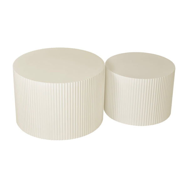 English Elm Wave Stripe Nesting Coffee Tables Mdf Set of Two for Scandinavian Living Room Decor Beige W757P144012