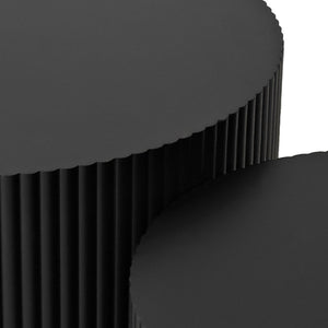 English Elm Wave Stripe Nesting Coffee Tables Mdf Set of Two for Scandinavian Living Room Decor Black W757P144014