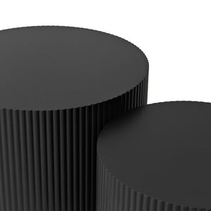 English Elm Wave Stripe Nesting Coffee Tables Mdf Set of Two for Scandinavian Living Room Decor Black W757P144014
