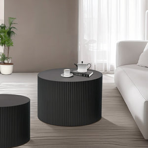 English Elm Wave Stripe Nesting Coffee Tables Mdf Set of Two for Scandinavian Living Room Decor Black W757P144014