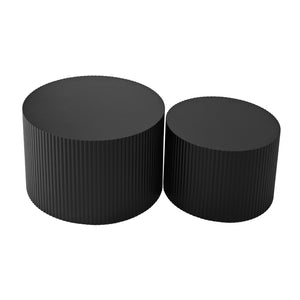 English Elm Wave Stripe Nesting Coffee Tables Mdf Set of Two for Scandinavian Living Room Decor Black W757P144014