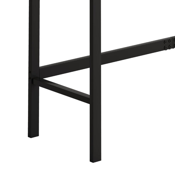 English Elm Modern Industrial Pub Table Set with 3 Hanging Stools Iron Frame Kitchen Bar W757P146464