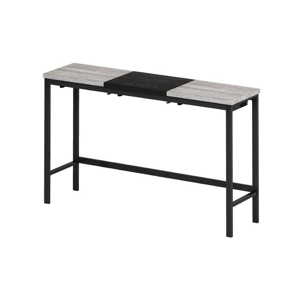 English Elm Modern Industrial Pub Table Set with 3 Hanging Stools Iron Frame Kitchen Bar W757P146464