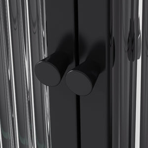 English Elm 3 Door Arched Glass Wall Cabinet Matte Black Finish for Kitchen Bath or Living Room W757P221501
