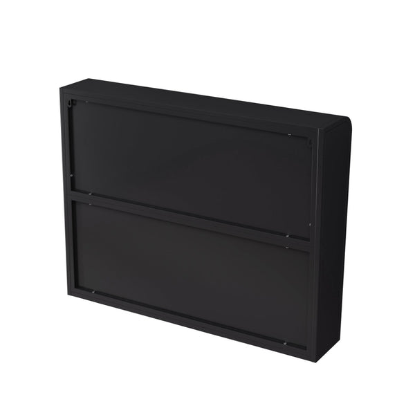 English Elm 3 Door Arched Glass Wall Cabinet Matte Black Finish for Kitchen Bath or Living Room W757P221501