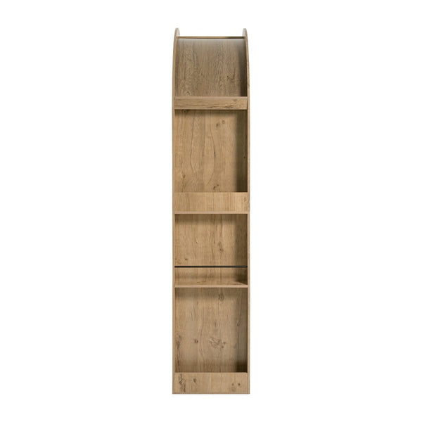 English Elm 78.74" Arched Four-tier Open Bookcase Mid-century Wood-grain Finish for Living Spaces Natural W757P308451