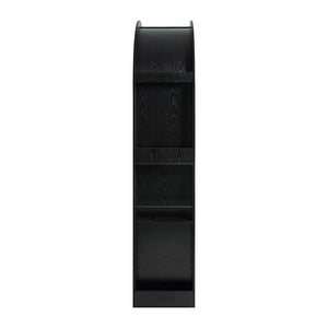 English Elm 78.74" Arched Four-tier Open Bookcase Mid-century Wood-grain Finish for Living Spaces Black W757P308452