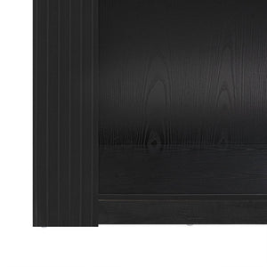 English Elm 78.74" Arched Four-tier Open Bookcase Mid-century Wood-grain Finish for Living Spaces Black W757P308452