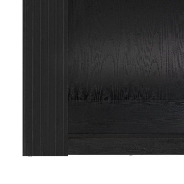 English Elm 78.74" Arched Four-tier Open Bookcase Mid-century Wood-grain Finish for Living Spaces Black W757P308452
