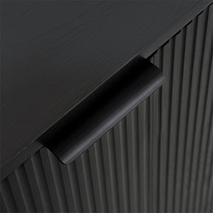 English Elm 63"wavy Sculptural Matte Sideboard with Wave Front Doors and Adjustable Interior Shelving Black W757P330674