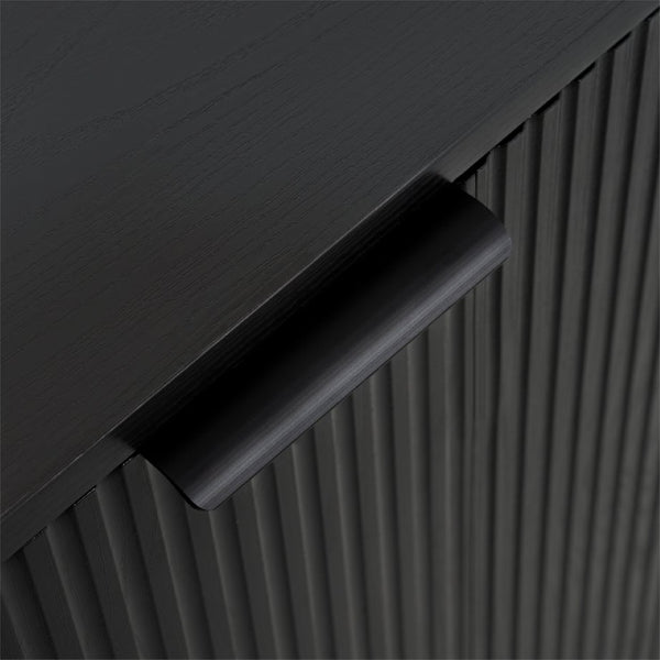 English Elm 63"wavy Sculptural Matte Sideboard with Wave Front Doors and Adjustable Interior Shelving Black W757P330674