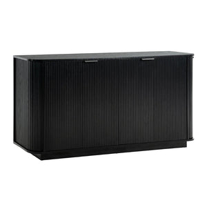 English Elm 63"wavy Sculptural Matte Sideboard with Wave Front Doors and Adjustable Interior Shelving Black W757P330674