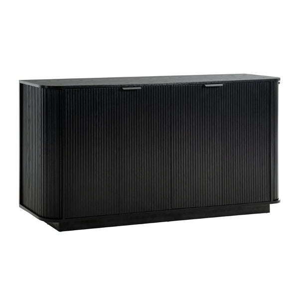 English Elm 63"wavy Sculptural Matte Sideboard with Wave Front Doors and Adjustable Interior Shelving Black W757P330674