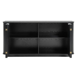 English Elm 63"wavy Sculptural Matte Sideboard with Wave Front Doors and Adjustable Interior Shelving Black W757P330674