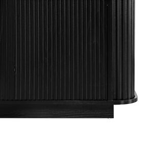 English Elm 63"wavy Sculptural Matte Sideboard with Wave Front Doors and Adjustable Interior Shelving Black W757P330674