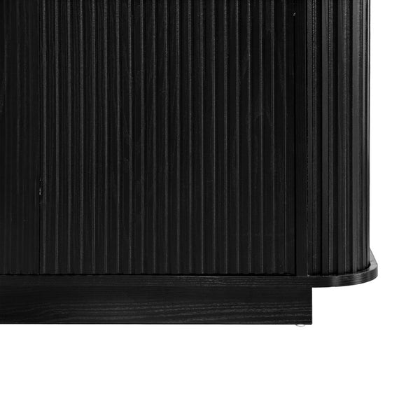 English Elm 63"wavy Sculptural Matte Sideboard with Wave Front Doors and Adjustable Interior Shelving Black W757P330674