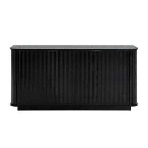 English Elm 63"wavy Sculptural Matte Sideboard with Wave Front Doors and Adjustable Interior Shelving Black W757P330674