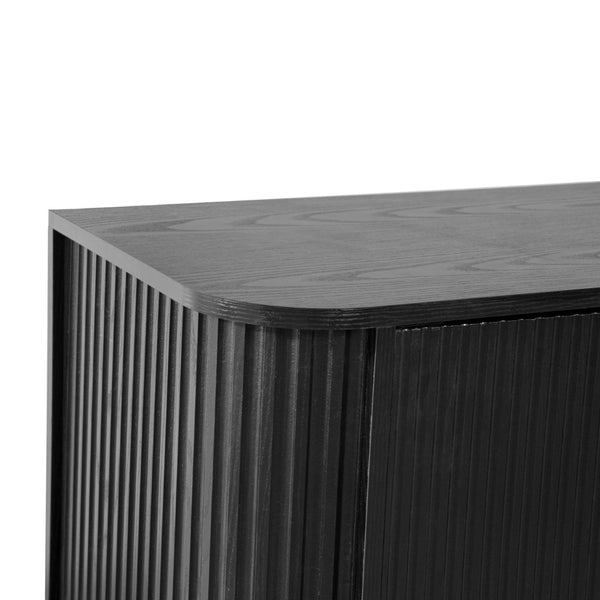 English Elm 63"wavy Sculptural Matte Sideboard with Wave Front Doors and Adjustable Interior Shelving Black W757P330674