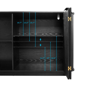 English Elm 63"wavy Sculptural Matte Sideboard with Wave Front Doors and Adjustable Interior Shelving Black W757P330674